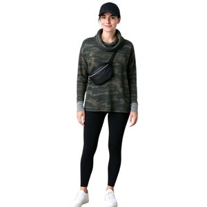 Womens Camo Cowl Neck Long Sleeve Thermal Top My Story Oversized Small USA
